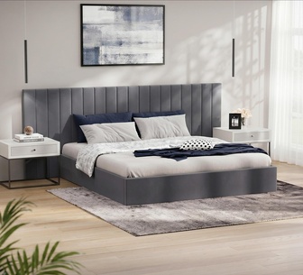 Newgate King Grey Velvet Gas Lift Bed Frame