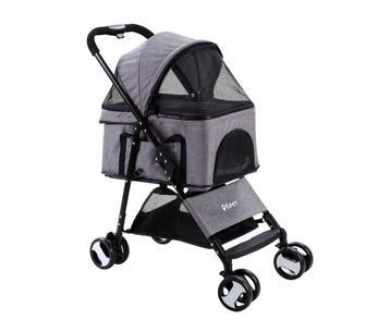 Nibbie 84x48x99cm 4 Wheels Grey Pet Stroller Travel Carrier