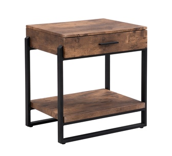 Niko 1 Drawer Bedside Table Rustic Dark Brown