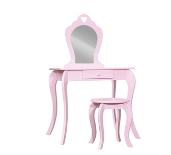 Niki Kids Dressing Table Stool Set Vanity Mirror Pink