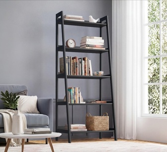 Nilo 5 Tier Black Ladder Bookshelf