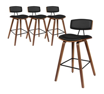Set of 4 Nimfa Black Bar Stools