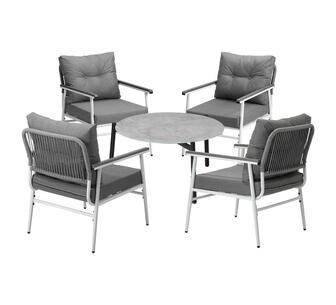 Nyoma 5 Piece Outdoor Lounge Set White