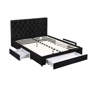 Noctelux Double Black Bed Frame w/ Storage and Charging Port