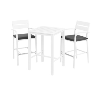 Enoch 3 Piece White Aluminium Outdoor Bar Set