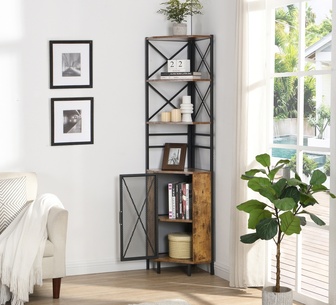 Nola 6 Tier Corner Shelf Rustic Brown
