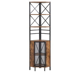 Nola 6 Tier Corner Shelf Rustic Brown