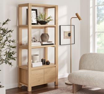 Nomar 3 Tier 2 Door Oak Bookshelf