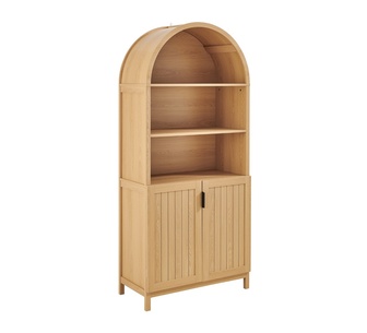 Nordell 3 Tier 2 Door Oak Arched Bookshelf