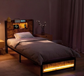 Northcote Single Brown LED Bed Frame