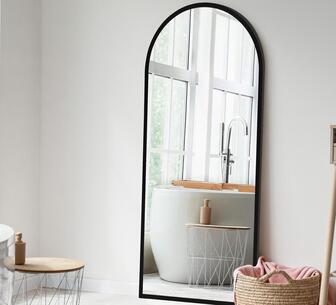 Noven 180cm Metal Arched Full Length Mirror Black