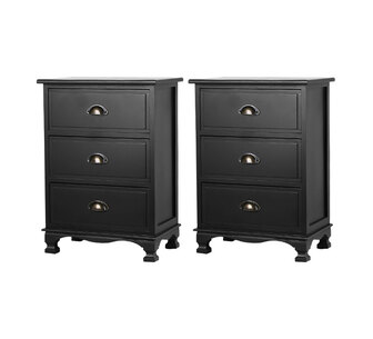 Set of 2 Manuela Black Bedside Table