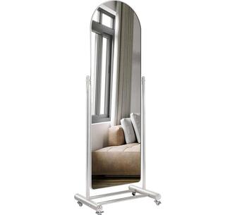 Yezi Arched Full Length Mirror 165cm with Wheels in Silver C