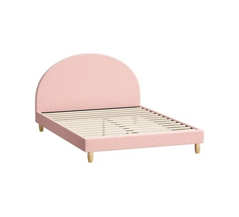Odette Double Pink Boucle Arced Bed Frame
