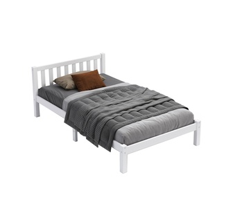 Ollivier Single White Pine Wood Bed Frame