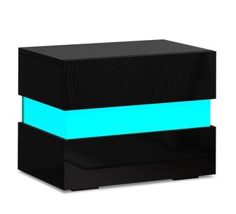 Jomar RGB LED Black Bedside Table