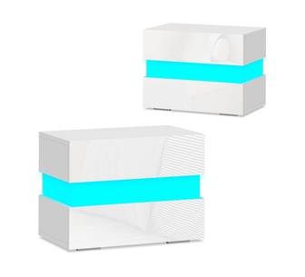 Set of 2 Jomar RGB LED White Bedside Table