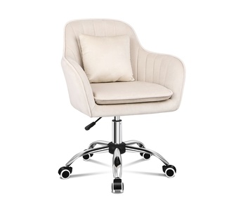Pomero Beige Velvet Swivel Office Chair