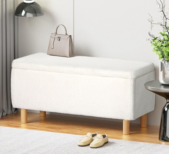 Ondine White Boucle Rectangle Storage Ottoman