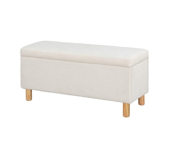 Ondine White Boucle Rectangle Storage Ottoman