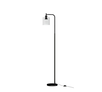 Opaline Black Glass Shade Floor Lamp