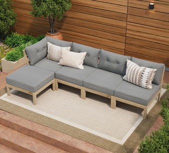 Morelos 5 Piece Grey Outdoor Lounge Setting