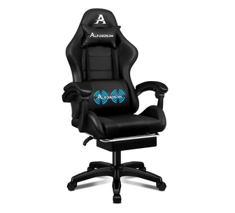 Horford Black PU Massage Gaming Chair with Footrest