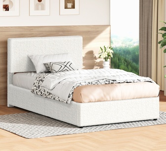Orinelle Single White GasLift Adjustable Headboard Bed Frame