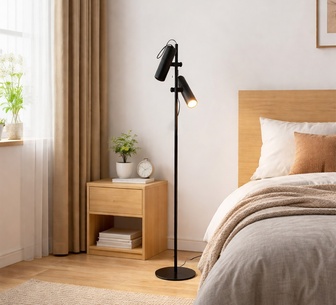 Orialis Matte Black Adjustable Head Floor Lamp
