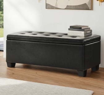 Orielle Black Rectangle Storage Ottoman