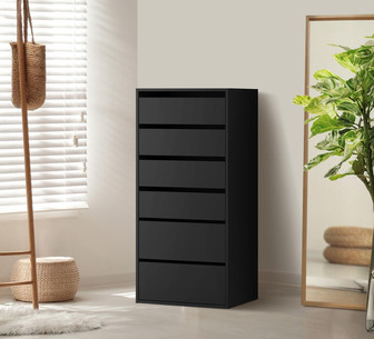 Orli 6 Chest Drawers Wardrobe Black Clothes Storage Cabinet