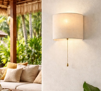 Ormelle 25cm Natural Pull Cord Wall Light