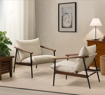 Set of 2 Oslo Beige Accent Sling Armchair