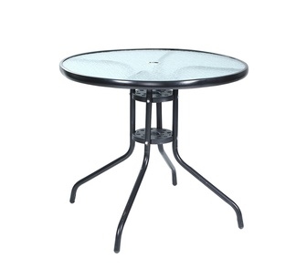 Senon Black Glass Outdoor Bar Table w/ Parasol Hole