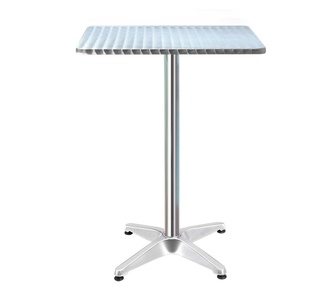 Sopel Adjustable Square Silver Aluminium Outdoor Bar Table