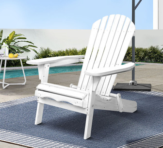 Kova White Wooden Adirondack Outdoor Chair