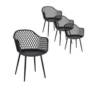 Wulan 4 Piece Black PP Outdoor Dining Chairs