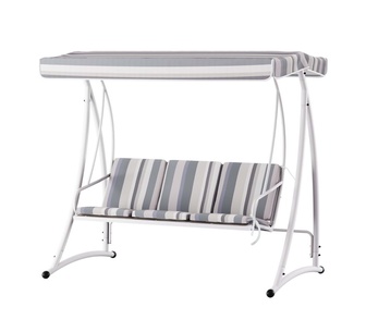 Saul 3 Seater White Grey Canopy Outdoor Swing