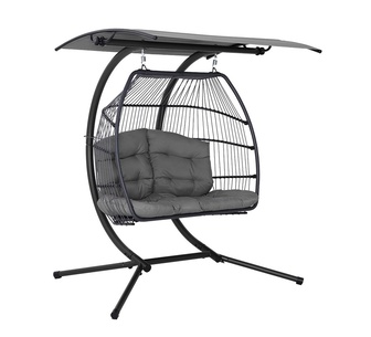Soyo 2 Seater Grey Canopy Outdoor Egg Swing