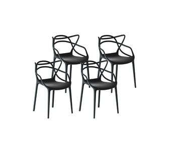 Wex 4 Piece Black PP Stackable Outdoor Dining Chairs