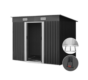 Boulder 238x182cm Garden Tool SlidingDoor w/ Metal Base Shed