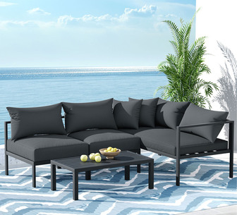 Agom 4 Seater Charcoal Aluminium Outdoor Lounge Setting