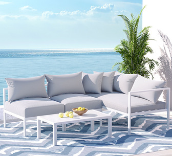 Agom 4 Seater White Grey Aluminium Outdoor Lounge Setting