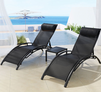 Safa 3 Piece Black Outdoor Lounge Setting