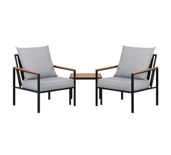 Borya 3 Piece Black Outdoor Bistro Set