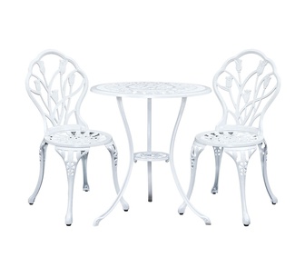 Efe 3 Piece White Aluminium Outdoor Bistro Set