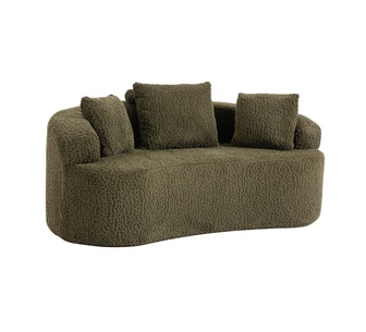 Jawo 2 Seater Green Curved Compressed Sofa with Cushions