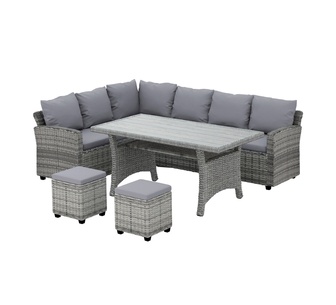 Paat 8 Seater Grey Wicker Outdoor Lounge Setting