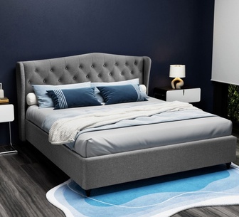 Partas King Grey Bed Frame