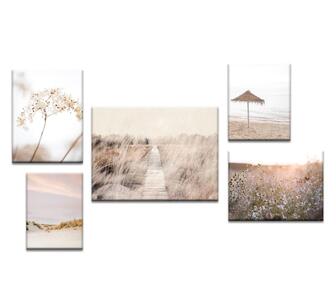 Pastel Essence 5 Piece Gallery Wall Stretched Canvas